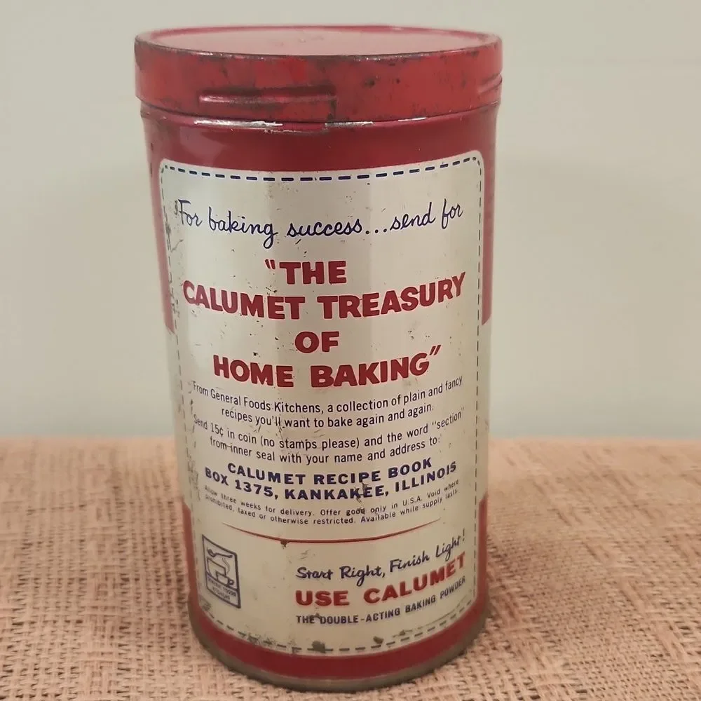 Vintage Calumet Baking Powder Tin Red and Blue